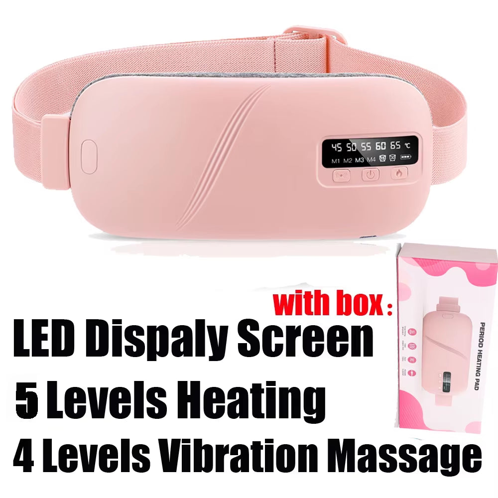 Electric Period Cramp Massager Vibrating Heating Belt for Menstrual Waist Stomach Abdominal Warm Palace Belt